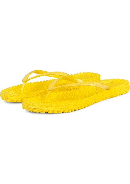 Yellow CHEERFUL01 - Sarı Simli Parmak Arası Terlik