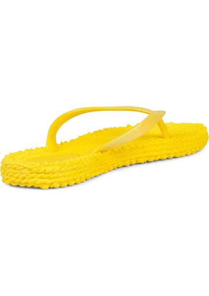 Yellow CHEERFUL01 - Sarı Simli Parmak Arası Terlik