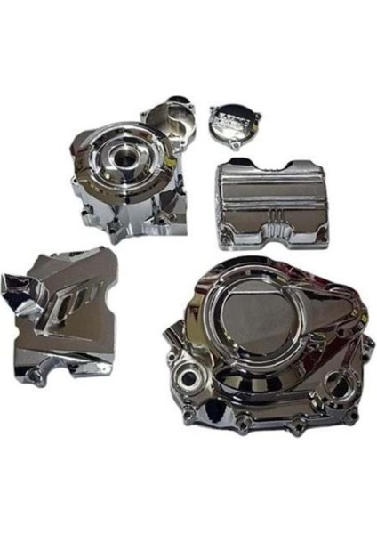 Motorsiklet Kuba Karter Kapağı Sağ+Sol+Ön Dişli Nikel (5 Parça) Çıta