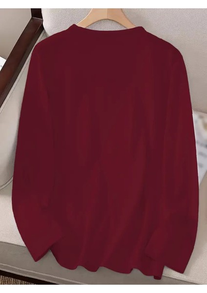 Kadın Uzun Kollu Bisiklet Yaka Kurukafa Desenli Viskon Bluz