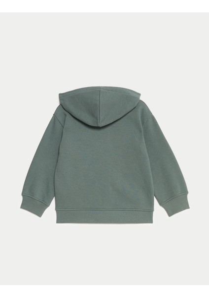 Pamuklu Fermuarlı Kapüşonlu Sweatshirt (2-8 Yaş)