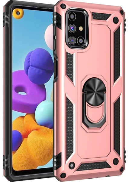 Samsung Galaxy M31S Kılıf Sofya Yüzüklü Silikon Kapak - Rose Gnzrz