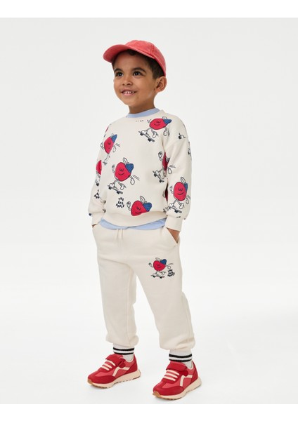 Pamuklu Elma Desenli Sweatshirt (2-8 Yaş)