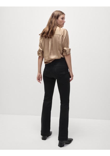 Yüksek Bel Slim Flare Jean Pantolon