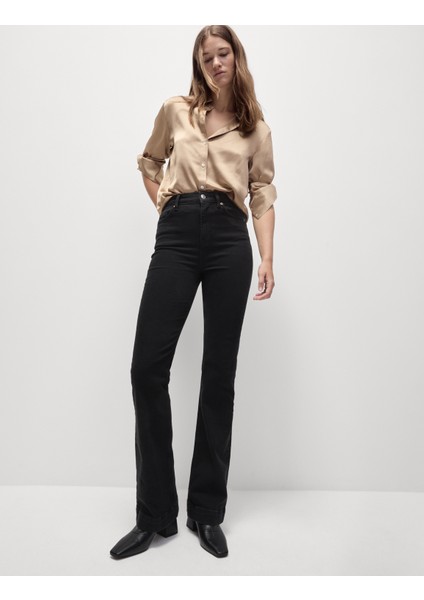 Yüksek Bel Slim Flare Jean Pantolon