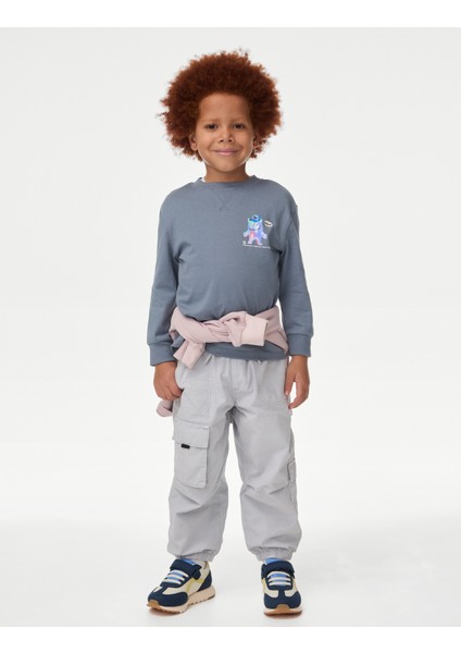 Saf Pamuklu Canavar Desenli Sweatshirt (2-8 Yaş)