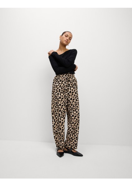 Leopar Desenli Carrot Leg Grazer Pantolon