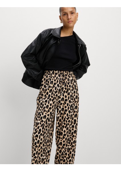 Leopar Desenli Carrot Leg Grazer Pantolon