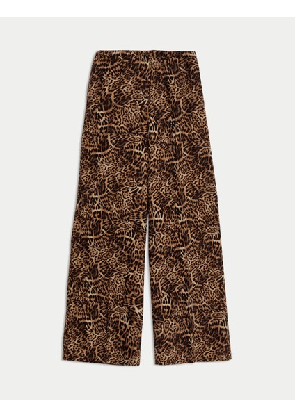 Leopar Desenli Wide Leg Pantolon fiyatları