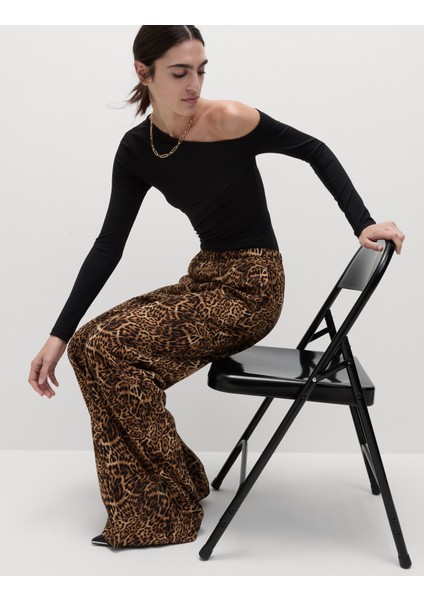 Leopar Desenli Wide Leg Pantolon indirimleri