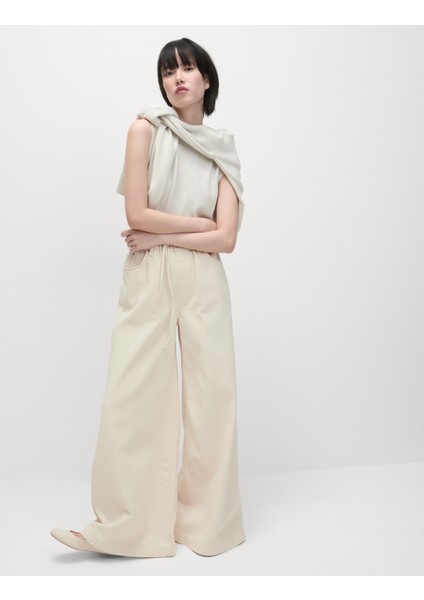 Yüksek Bel Wide Leg Jean Pantolon