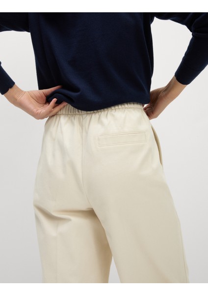Saf Pamuklu Twill Barrel Leg Pantolon