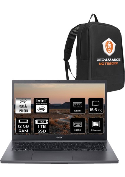Extensa 15 EX215-55 Intel Core I5 1235U 12GB 1tb SSD 15.6" Fhd Fdos Taşınabilir Bilgisayar & Per4 Çanta NXEGYEY007P308