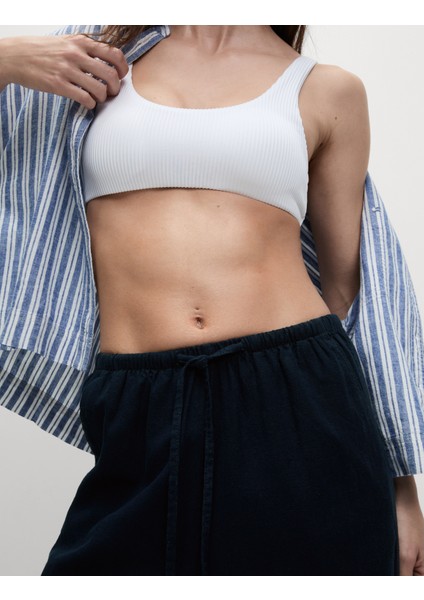 Tapered Fit Keten Pantolon