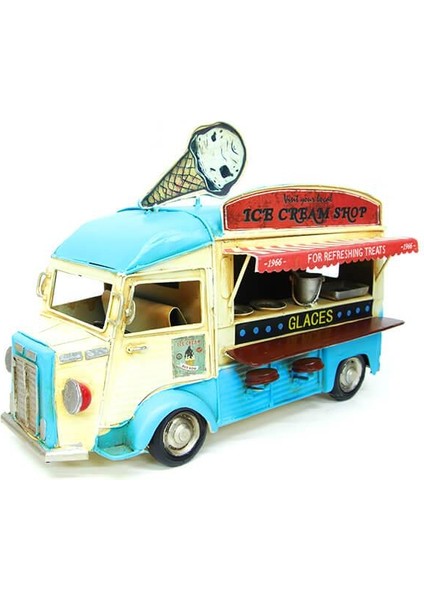 Dekoratif Metal Dondurma Arabası Biblo Dekoratif Hediyelik