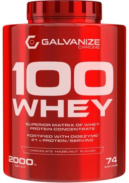 100 Whey Protein 74 Servis 2000 gr Chocolate & Hazelnut
