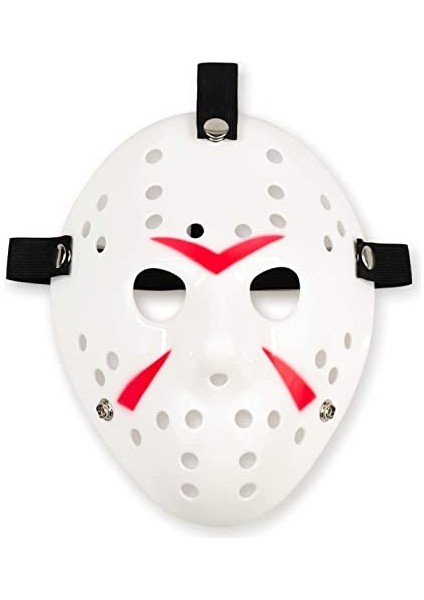 Beyaz Renk Kırmızı Çizgili Tam Yüz Hokey Jason Maskesi Hannibal Maskesi fiyatları