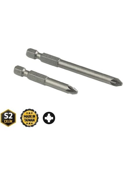 Yuvarlak Pozi Bits Uç Pz Bits Uç (Sunta Vidası Için) Pz 2 x 75 mm