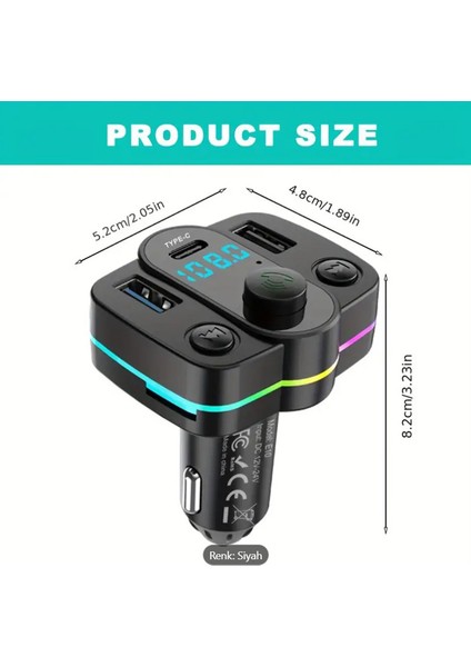 S19 - Çift USB Type-C Mp3 Onatıcı Kablosuz Fm Verci Sd Card & Çağrı Hands Free