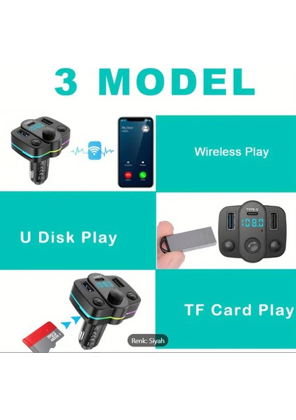 S19 - Çift USB Type-C Mp3 Onatıcı Kablosuz Fm Verci Sd Card & Çağrı Hands Free fiyatları
