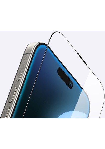 iPhone 16 Plus Amazingthing Titan Şeffaf Hd Görünümlü Temperli Cam Ekran Koruyucu Siyah modelleri