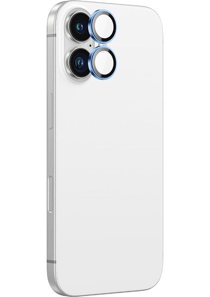 Apple iPhone 16 Yansıma Önleyici Kamera Lens Koruyucu Uygulama Aparatlı Mavi