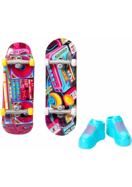 HXL17 Hot Wheels Skate Retro Temalı Ikili Parmak Kaykay ve Ayakkabı Paketi