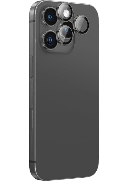 Apple iPhone 16 Pro Yansıma Önleyici Kamera Lens Koruyucu Uygulama Aparatlı Siyah