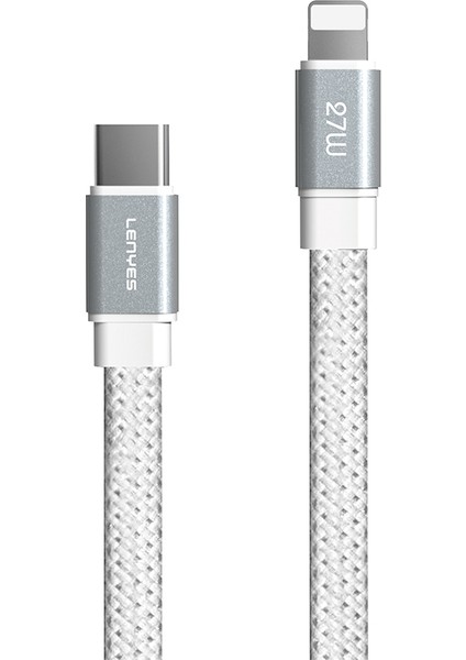 LC538 Type-C To Lightning 48D Aramid Fiber Örgü Tasarımlı Data Pd Şarj Kablosu 27W 1m Beyaz