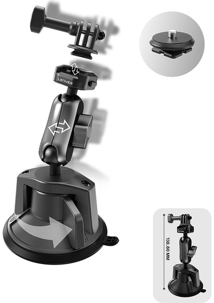 Aksiyon Kamera Tutucu Lenyes LCT102 Teleskopik Vantuzlu Tasarımlı Siyah fırsatları