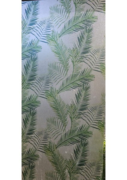 45X100CM Yaprak Desenli Statik Cam Filmi Kaplama | Gizlilik Sağlayan | Mutfak Ofis Banyo