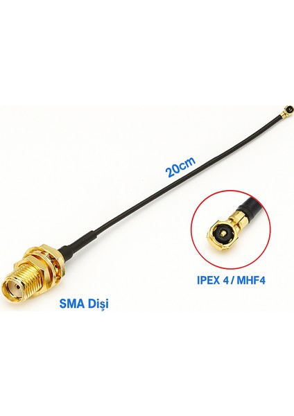 20CM Sma Dişi Ipex4 Mhf4 Rf Bağlantı Kablosu Sma Dişi Soket To Altın Kaplama Konnektör Koaksiyel Kab