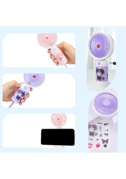 Sevimli Karakter Desenli Sessiz Usb Şarjlı Mini Fan Kalemtraşlı, Taşınabilir Masaüstü Fan modelleri