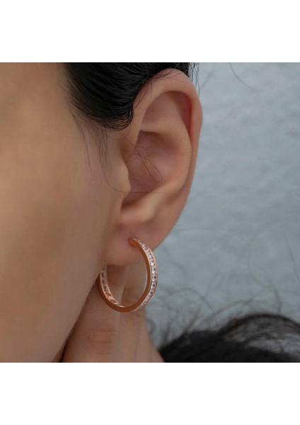 Gümüş Zirkon Taşlı Halka Kadın Küpe indirimleri