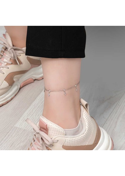 925 Ayar Gümüş Damla Zirkon Taşlı Halhal fiyatları