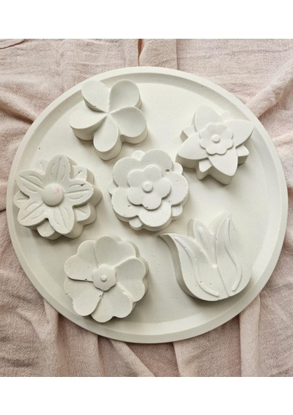 Taşlı Nişan Tepsisi – 6 Adet Kokulu Çiçek, Lavanta Kokulu, Yuvarlak 25X25 cm Dekoratif Tepsi fiyatları