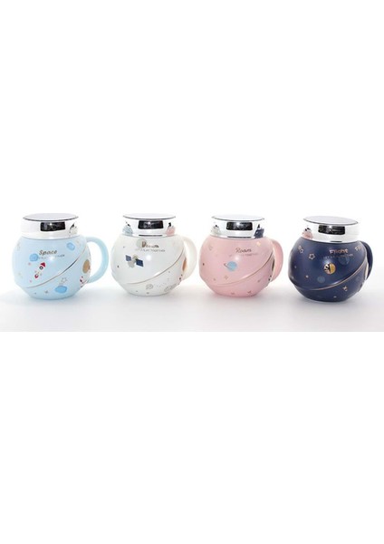 Ayna Kapaklı Astronot Tasarımlı Porselen Kupa Bardak ALK1282