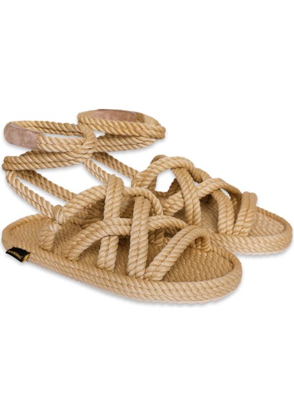 Roma Kauçuk Tabanlı Halat Bej Kadın Sandalet fiyatları