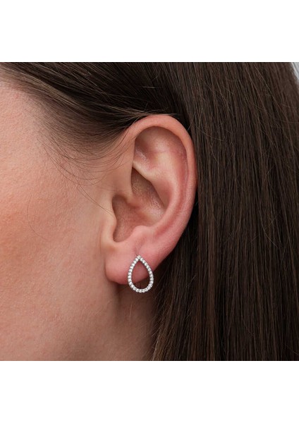 Gümüş Beyaz Taşlı Damla Kadın Küpe fiyatları