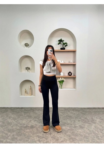 Brshk Model Pamuklu Kaşkorse Likralı Relax Kadın Ispanyol Paça Tayt