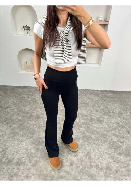 Brshk Model Pamuklu Kaşkorse Likralı Relax Kadın Ispanyol Paça Tayt