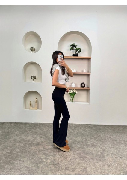 Brshk Model Pamuklu Kaşkorse Likralı Relax Kadın Ispanyol Paça Tayt