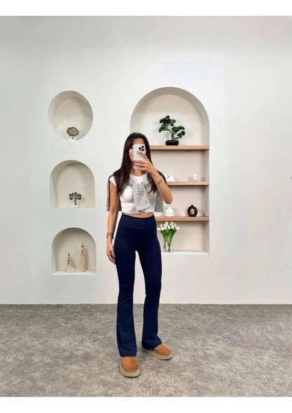 Brshk Model Pamuklu Kaşkorse Likralı Relax Kadın Ispanyol Paça Tayt