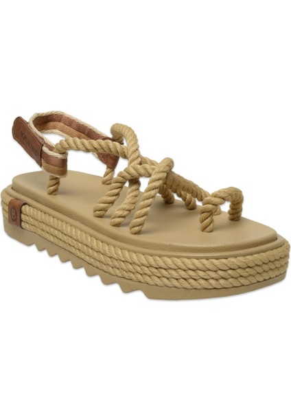 Ibiza Mid Platform Halat Bej Kadın Sandalet