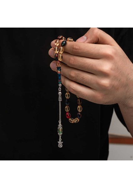 Gümüş Püskül Sıkma Kehribar Tesbih fiyatları