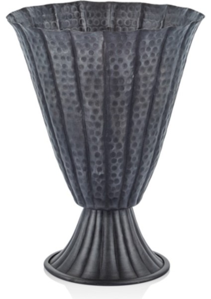 Hammer Eskitme Siyah Küçük Vazo 25X25X33CM Obje Çiçeklik Biblo Modern Dekorasyon Vintage 1 Adet