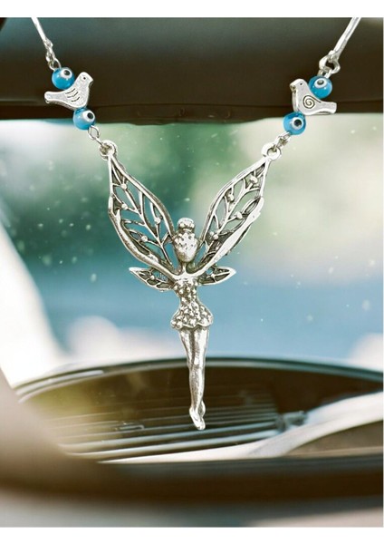 Cam Nazar Boncuğu Detaylı Metal Kanatlı Melek Araba Dikiz Ayna Süsü/kuşlu Yeni Araba Hediyesi fiyatları