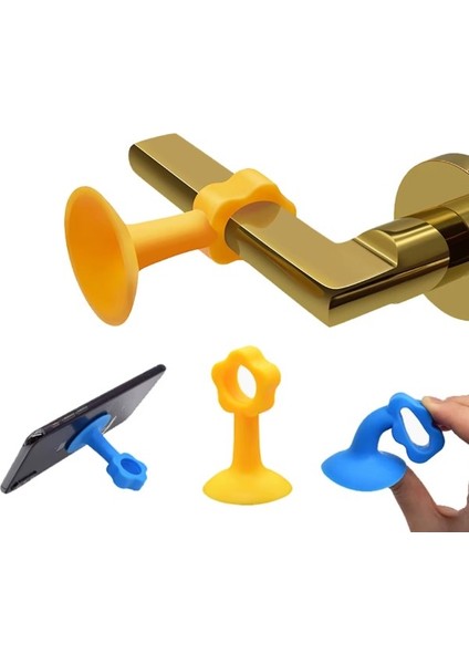 Vantuzlu Geçmeli Kapı Kolu Stoper 4lü Set Beyaz