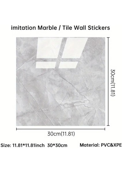 Gri Mermer Desen Duvar Sticker (30*30)