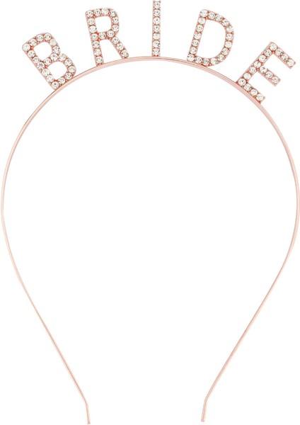 Rose Gold Renk Bekarlığa Veda Kristal Taş Bride Tacı 16 x 10 cm